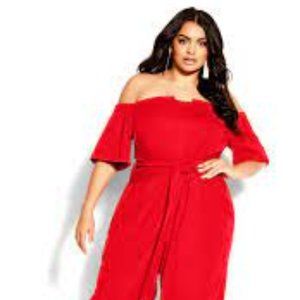 NWT City Chic plus 'Lush Shoulder' Love Red Jumpsuit